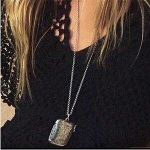 New! Zara x Kate Moss Silver Locket Pill Box Pendant Necklace (1066) NWOT